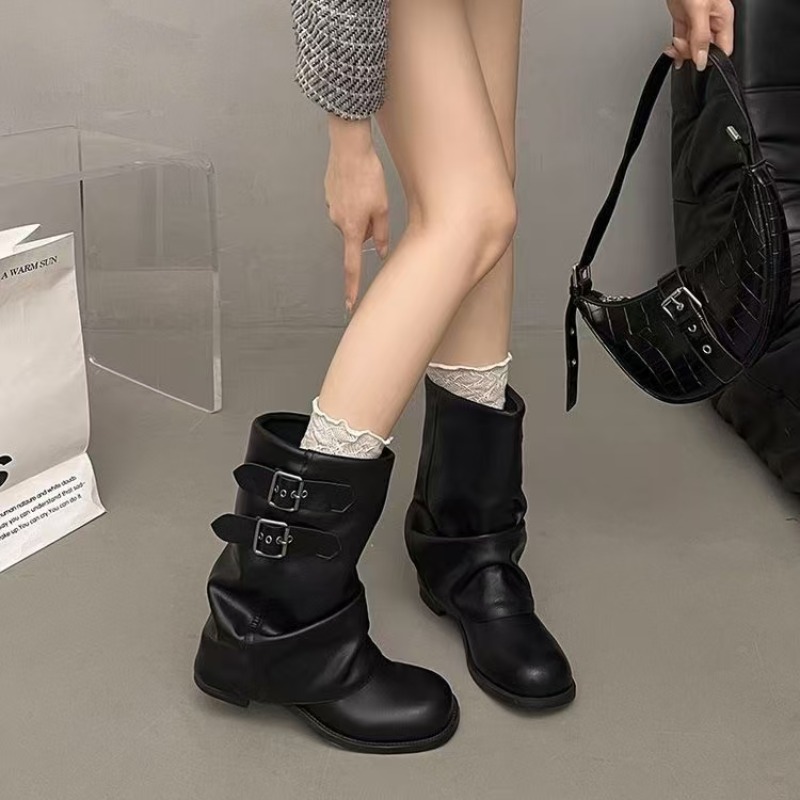 Boot Sock Slouchy - Sepatu Bot Wanita Hitam Model Longgar